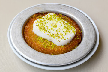 Turkish Dessert Sobiyet  Baklava, mussels baklava and classic baklava with Pistachio . Cevizli, Fistikli Baklava, top view.