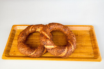 Turkish pastry product , tasty pogaca. Simit, gevrek. Turkish Pastries; peynirli, patatesli, kasarli pogaca, borek, acma, ay coregi at patisserie showcase.