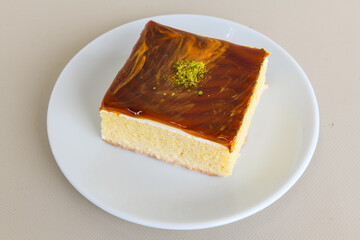 Turkish Dessert Sobiyet  Baklava, mussels baklava and classic baklava with Pistachio . Cevizli, Fistikli Baklava, top view.