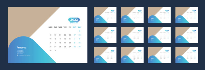 Desk Calendar 2023 Template design.