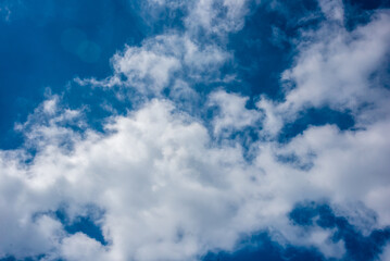 Fototapeta premium Summer blue sky cloud gradient light white background. Beauty clear cloudy in sunshine calm bright winter air bacground. Gloomy vivid cyan landscape in environment day horizon skyline view spring wind
