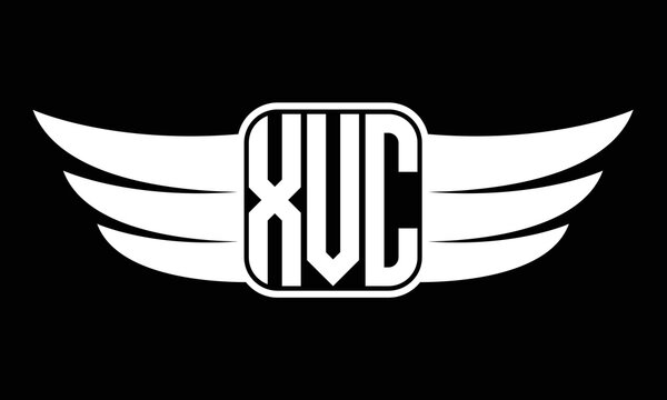 XVC three letter Wing logo design. flying Vector template
