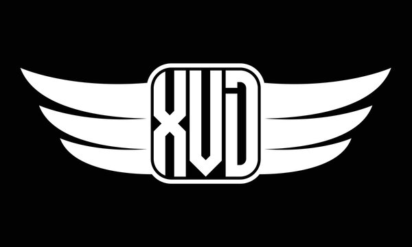 XVD three letter Wing logo design. flying Vector template