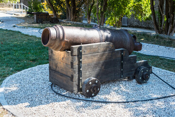 Old Cannon at Gjirokaster castle in Albania - 521569072