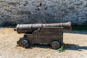 Old Cannon at Gjirokaster castle in Albania - 521569074
