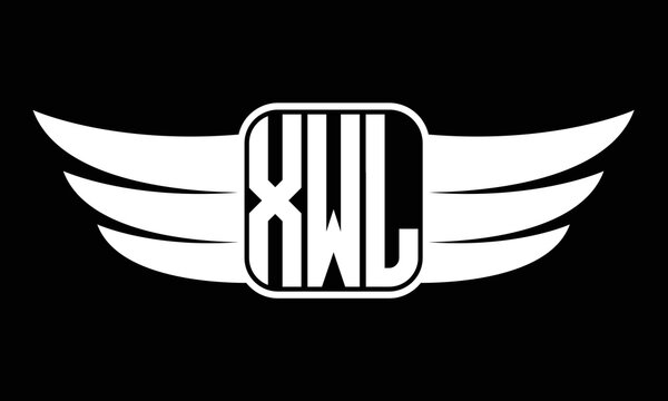 XWL three letter Wing logo design. flying Vector template