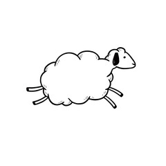 Hand drawn cute wool sheep. Doodle sketch style. Drawing line simple sheep icon. Isolated vector illustration.