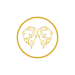 Lion King  logo vector illustration design.gold  lion king head sign concept isolated black background