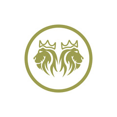 Lion King  logo vector illustration design.gold  lion king head sign concept isolated black background