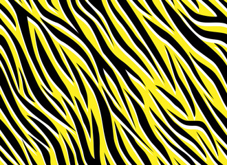 Zebra yellow abstract seamless pattern. Colorful stripes, repeating background. Vector printing for fabrics, posters, banners