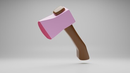pink axe model 3d render 