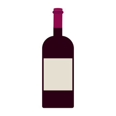 A bottle of red wine in a flat style on a white background