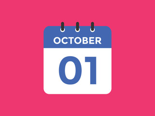 october 1 Calendar icon Design. Calendar Date 1st october. Calendar template 
