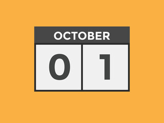 october 1 Calendar icon Design. Calendar Date 1st october. Calendar template 
