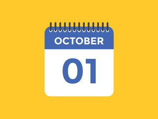 october 1 Calendar icon Design. Calendar Date 1st october. Calendar template 
