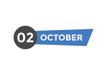 october 2 calendar reminder. 2nd october daily calendar icon template. Vector illustration 
