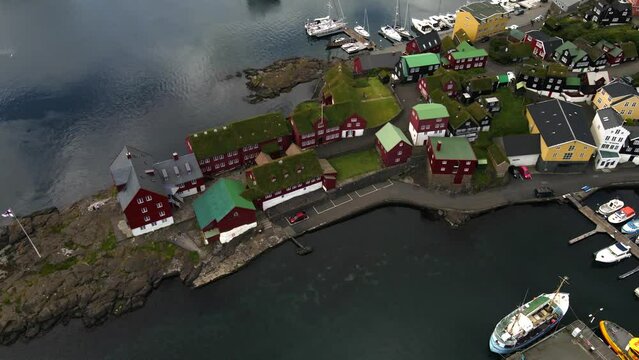Old Town Torshavn in the Faroe Islands by Drone