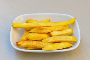 French fries Snack food crispy potato . Fast food or  snacks concept. Patates cips.