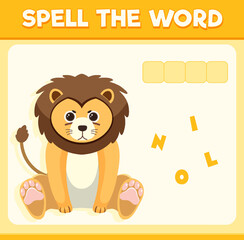 Fototapeta premium Spell word game with word lion