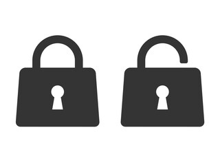 鍵のロックと解除のシンプルアイコンイラストセット