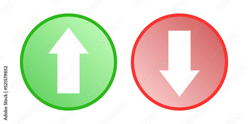 Poster arrow up down icon sign vector isolated on circle shape. cryptocurrency, stock and forex investment 