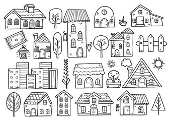 house  doodle objects vector illustration for banner