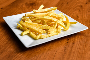 French fries Snack food crispy potato . Fast food or  snacks concept. Patates cips.