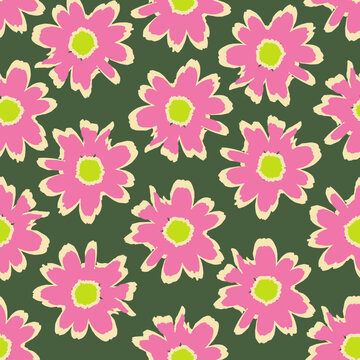 Beautiful hand drawn bold flower seamless pattern background
