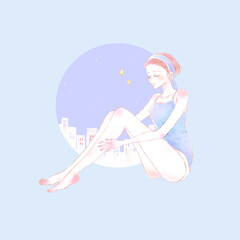 足をマッサージする女性