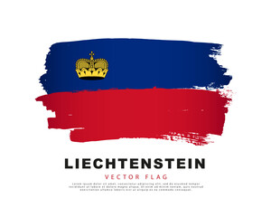 Flag of Liechtenstein. Blue and red brush strokes, hand drawn. Vector illustration