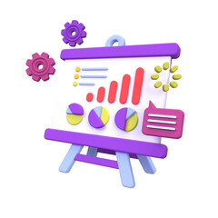 business Chart Graph Diagram illustration background 3D render icon for business