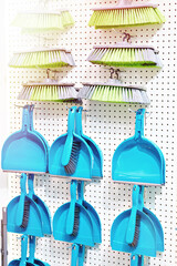 Plastic brushes and scoops cleaning in store