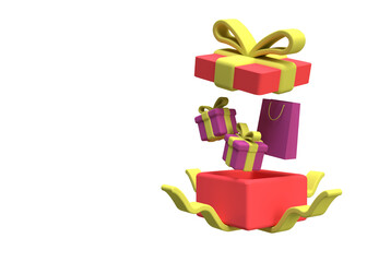 open gift surprise boxes concept illustration for business idea concept background