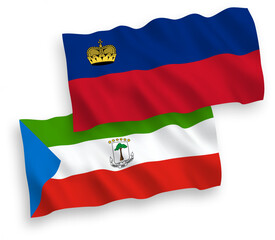 Flags of Liechtenstein and Republic of Equatorial Guinea on a white background