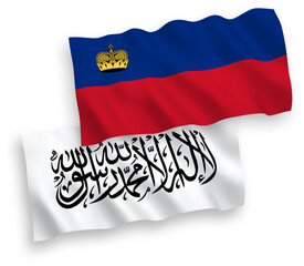 Fototapeta premium Flags of Liechtenstein and Islamic Emirate of Afghanistan on a white background