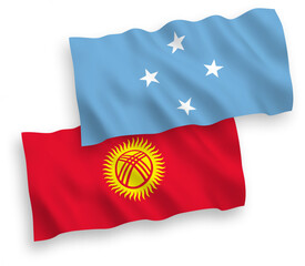 Flags of Federated States of Micronesia and Kyrgyzstan on a white background
