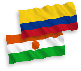 Obraz premium Flags of Republic of the Niger and Colombia on a white background