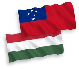 Fototapeta na wymiar Flags of Independent State of Samoa and Hungary on a white background