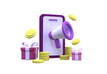 Social media digital marketing communication illustration background 3D render icon for business