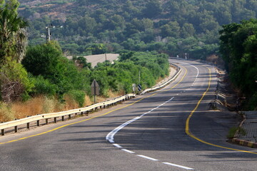 Asphalt highway across Israel from north to south.