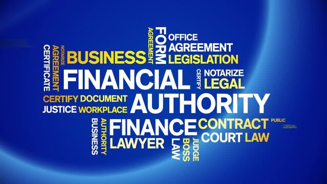 4k Financial Authority Animated Tag Word Cloud;Text Design Animation typography seamless loop.