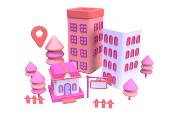 minimal house real estate concept illustration Landing page template for business idea concept background