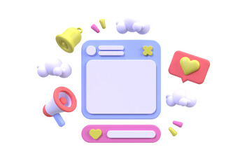 Speech bubble with social media concept illustration Landing page template business idea background