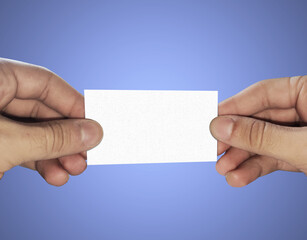 Fototapeta premium blank business card mockup on blue background