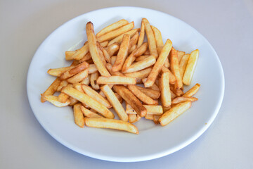 French fries Snack food crispy potato . Fast food or  snacks concept. Patates cips.