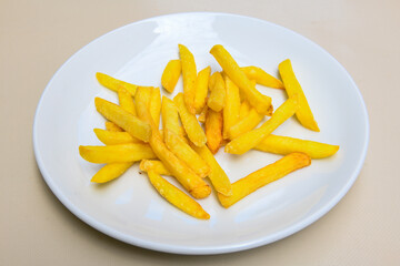 French fries Snack food crispy potato . Fast food or  snacks concept. Patates cips.