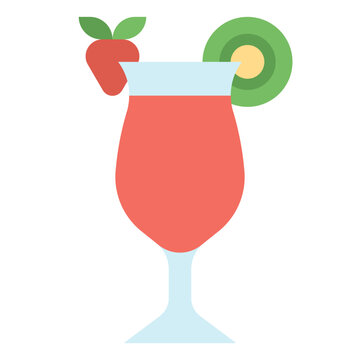 Mocktail Fruit Punch Juice Beverage - Flat Icon