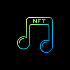 Music NFT Non-fungible Token vector concept colorful line icon