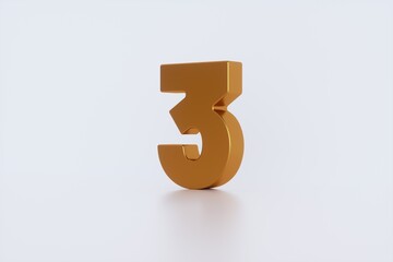 Obraz premium 3d rendering of the golden number 3