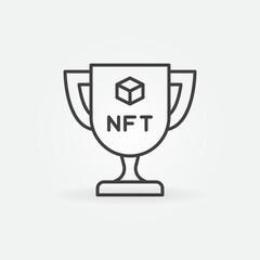 NFT Trophy Cup outline icon. Non-fungible Token Goblet vector line symbol